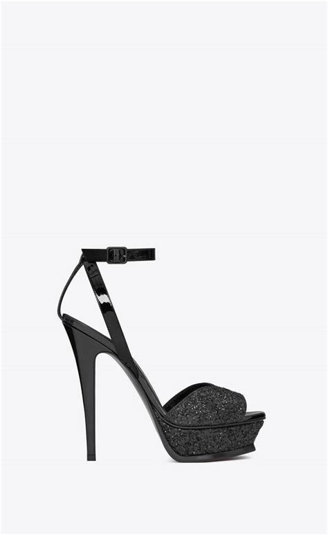 lips ysl shoes|Tribute lips sandals in crystal glitter and patent leather .